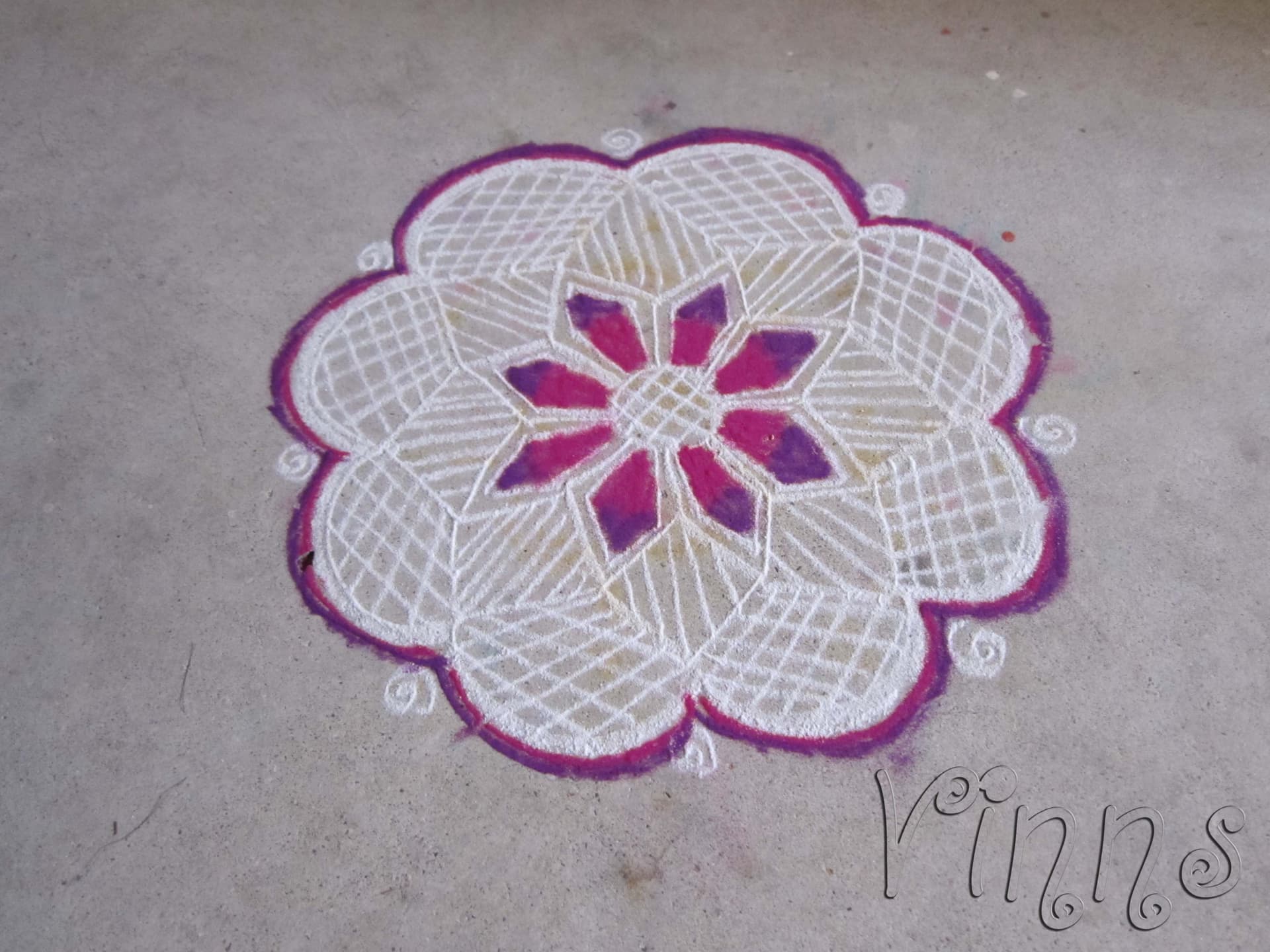 Violet Flower Kolam - Small Kolam