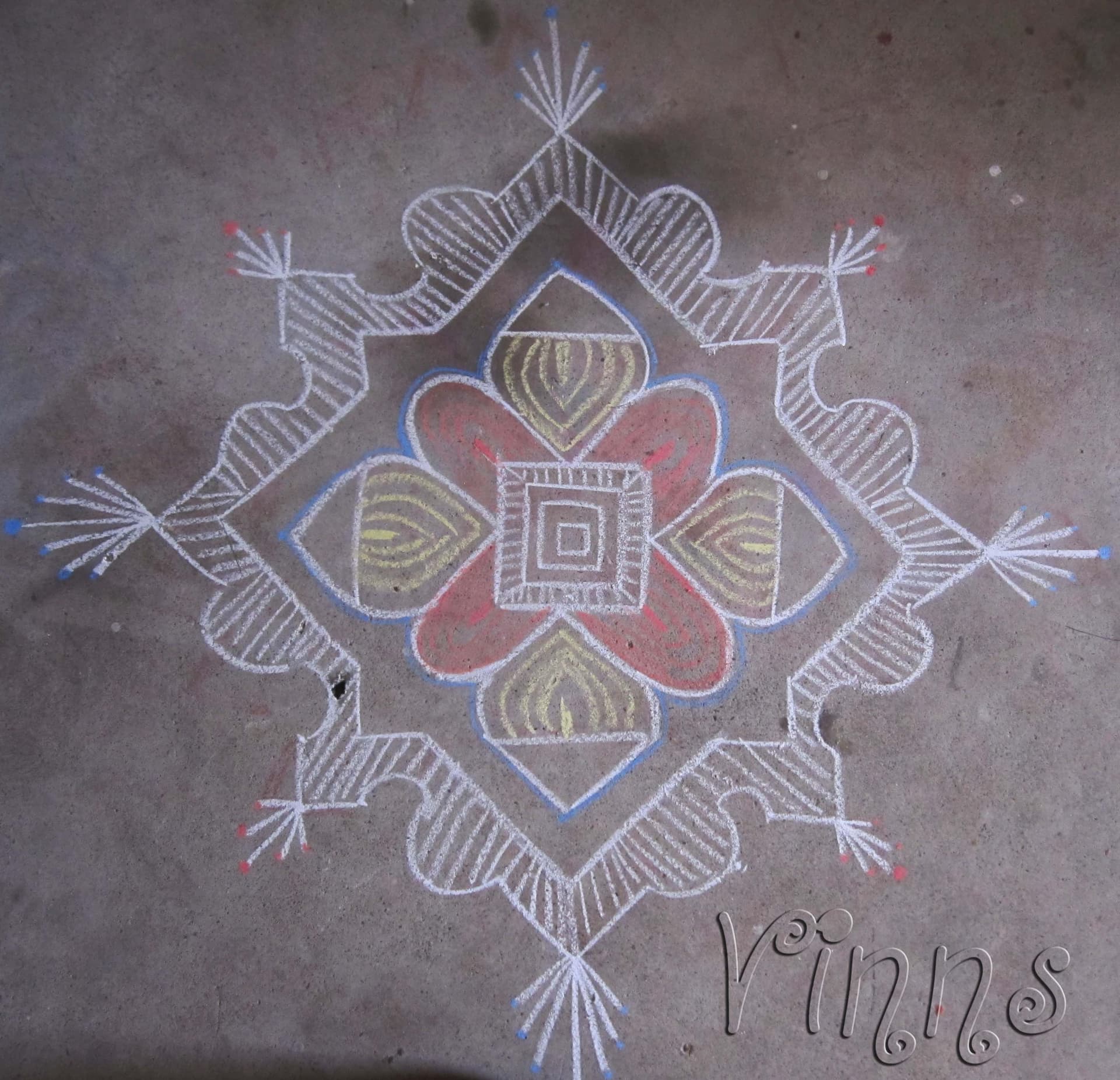Simple Freehand Square Kolam || Chukkaleni Muggulu || simple Rangoli