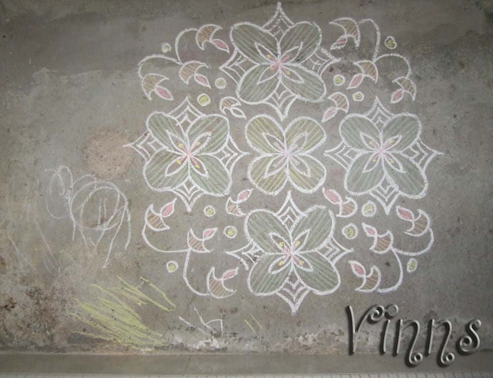 Flower and Diya Kolam
