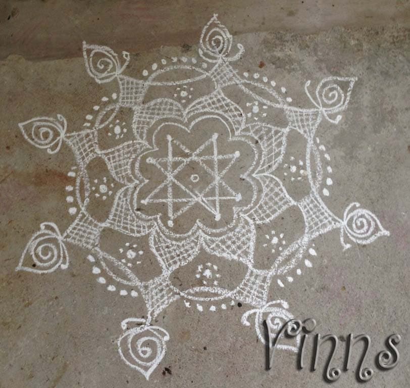 Star Kolam with swirls