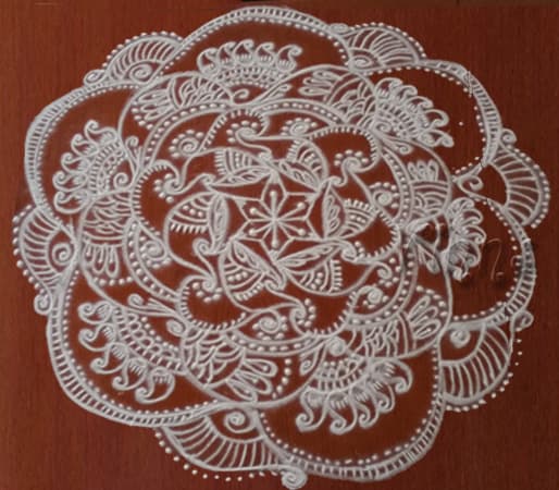 Paisley Rangoli in White