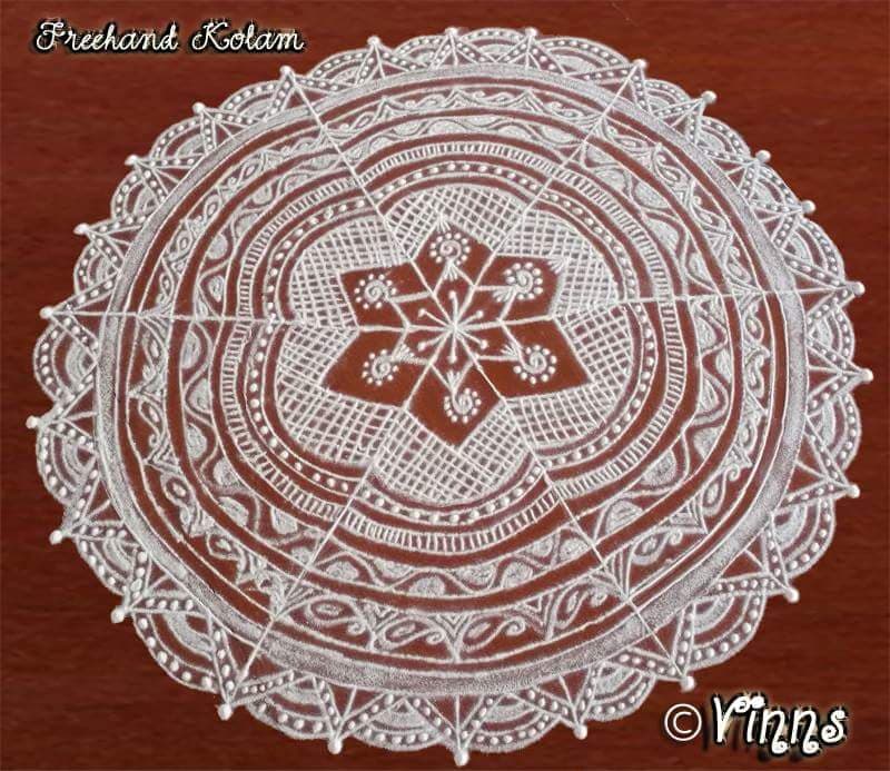 Mandala-Freehand Kolam || Chukkala leni Muggulu || Rangoli