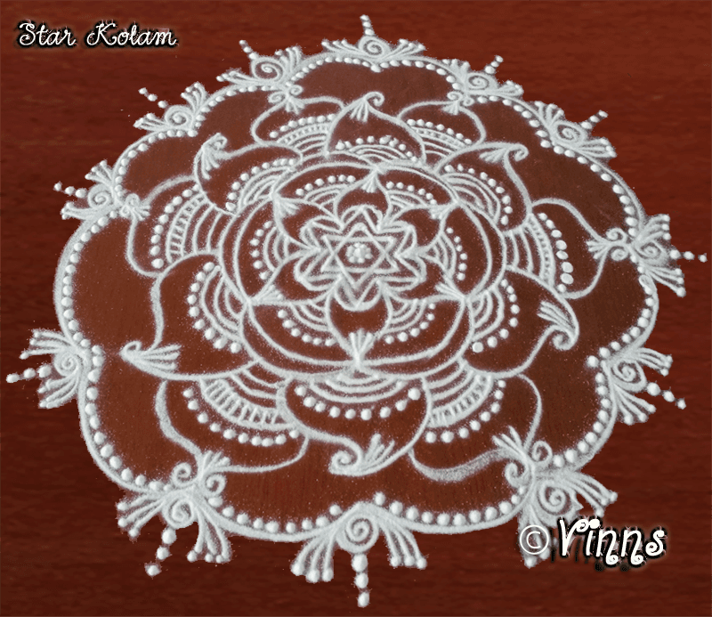 Collection of Small Star Freehand Kolams, Muggulus, Rangolis