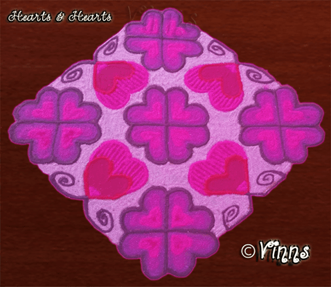 Hearts Kolam, Purple Muggulu, 19 dots