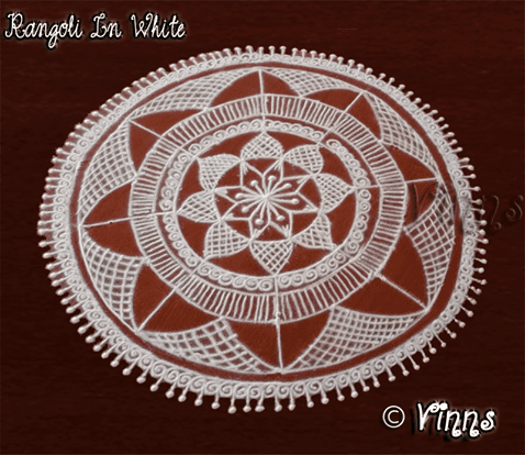Freehand Kolam, Mandala, Rangoli In White