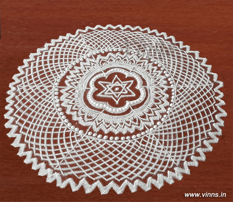 Rangoli In White, Dotless Kolam, Chukkaleni Muggulu