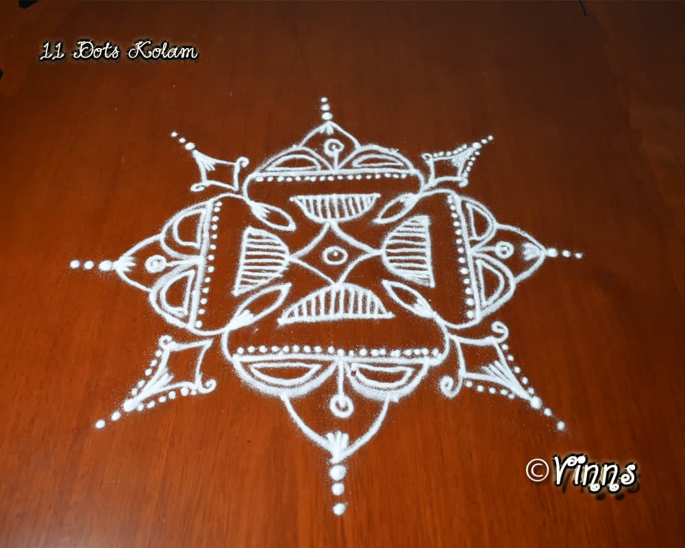 11 dots Simple Kolam || Mellika Muggulu || Simple design Rangoli