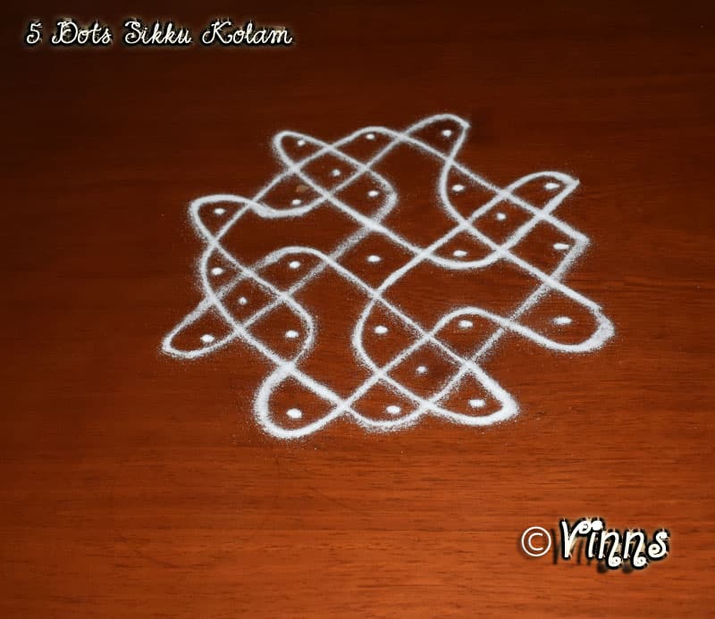 Simple 5 Dots Sikku kolam || Tippudu Muggulu || Rangoli