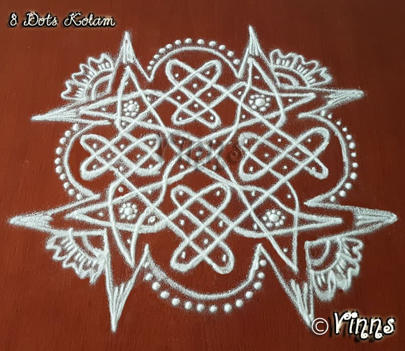 8 Dots Simple Sikku Kolam || Mellika Muggulu || Rangoli