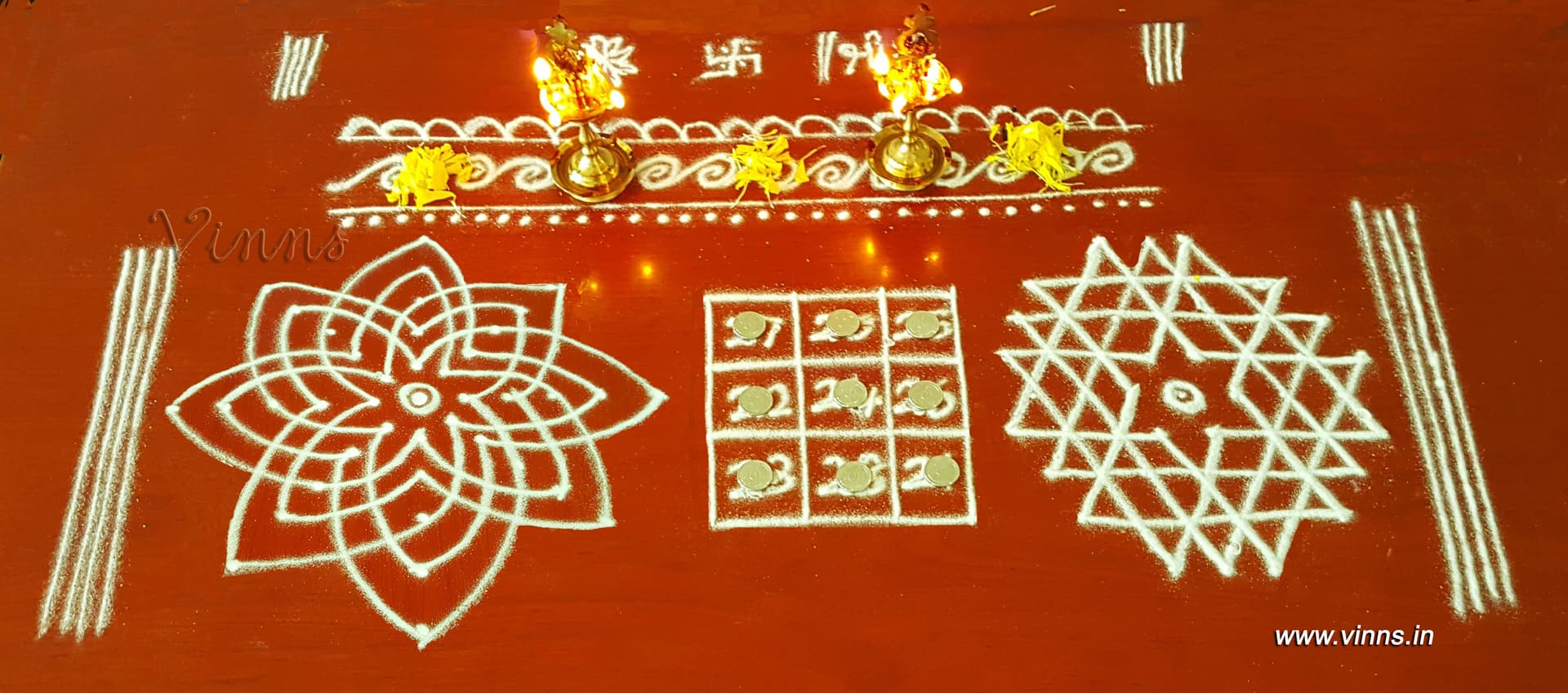 Friday Pooja Room Kolams || Hridhaya Kamalam || Kubera Kolam || Aiswarya Kolam