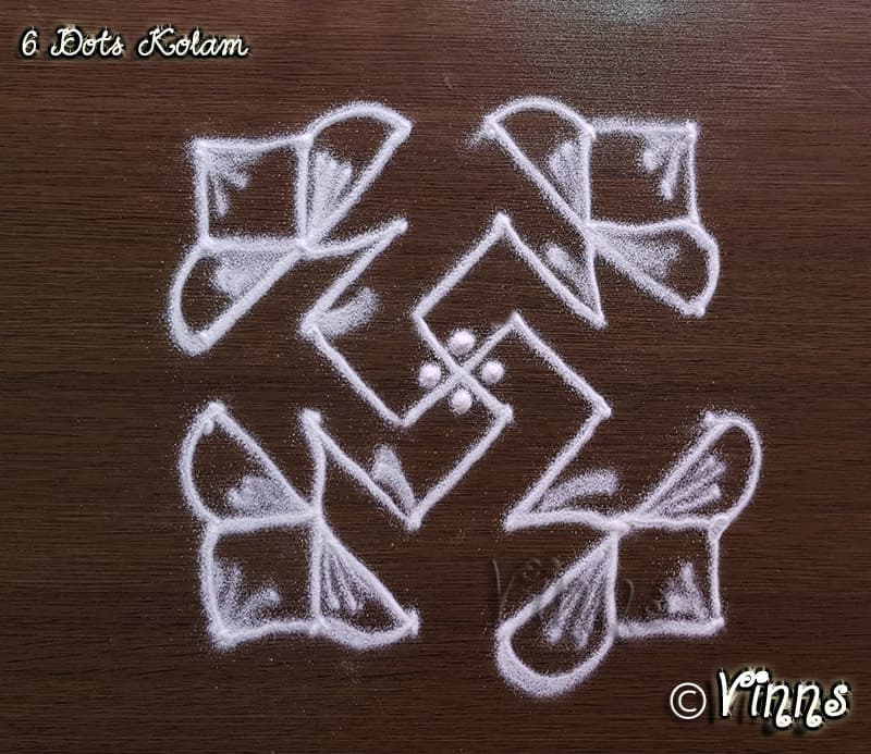 6 dots Swasthik Kolam || 6x6 Swasthika Muggulu || Rangoli