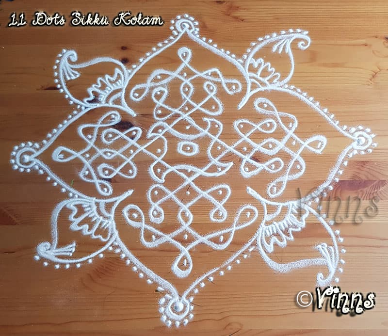 11 Dots Sikku Kolam || Mellika Muggulu || simple 11 dots rangoli