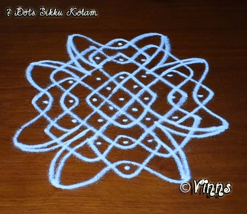 7 dots Simple Sikku Kolam || Beginner level kolam || Mellika Muggulu