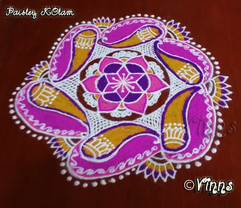 Freehand Paisley Kolam || Mango design Muggulu || Rangoli