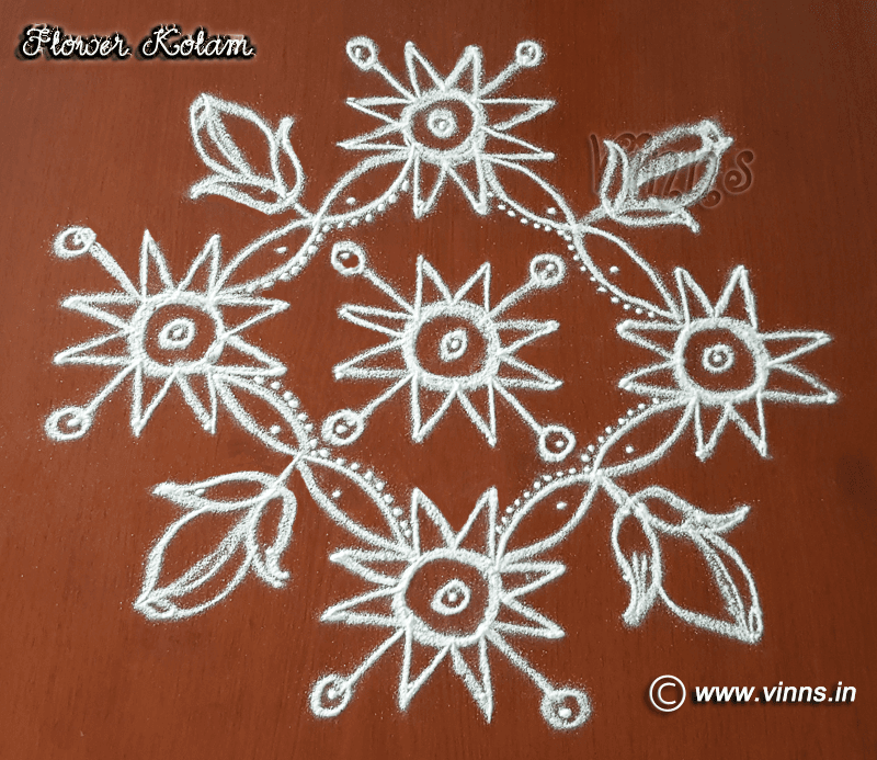 12 Dots Flower and star kolam || Chukkala Muggulu || Small Rose Rangavalli
