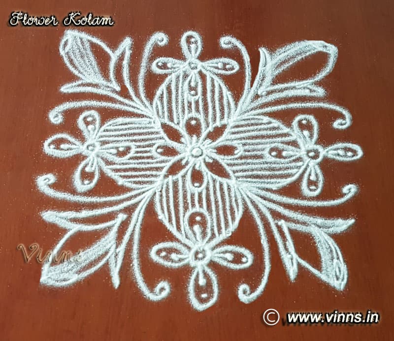 9x9 Dots Simple Flower Kolam || Rose Mellika Muggulu || Small Dots Rangoli ||