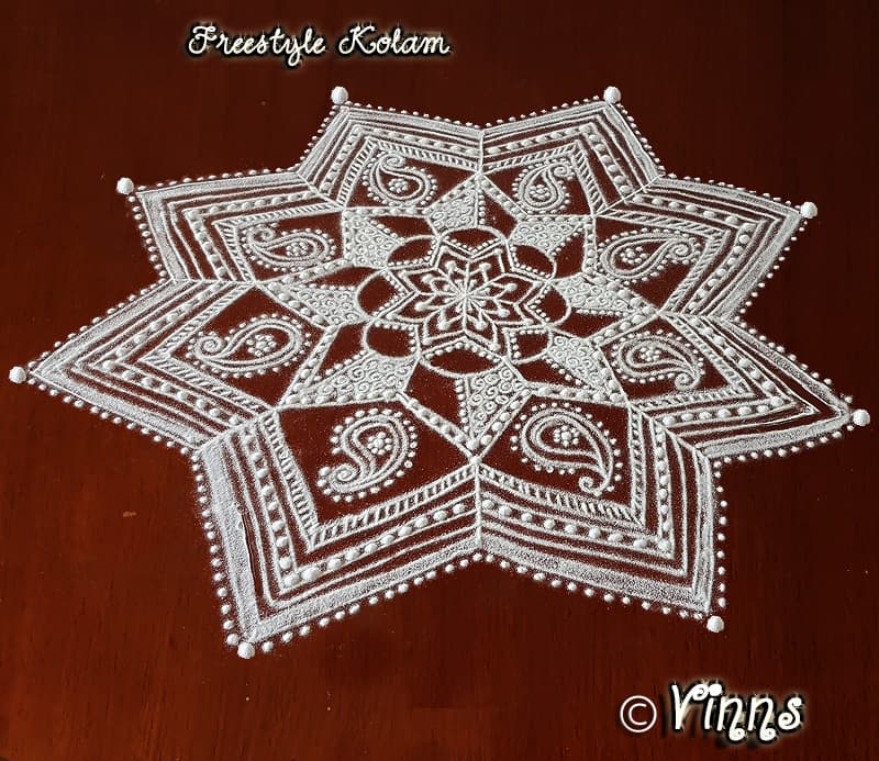 New Design Kolam || Simple and easy Freehand Mugullu || White Rangoli