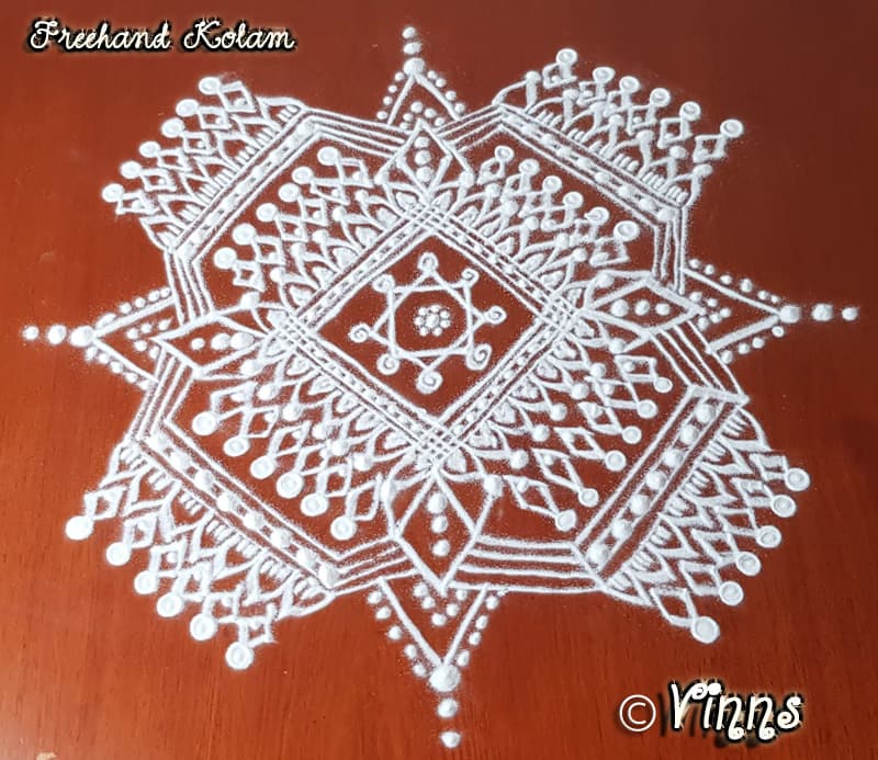 New design Freehand kolam || Innovative Padi kolam || White Muggulu