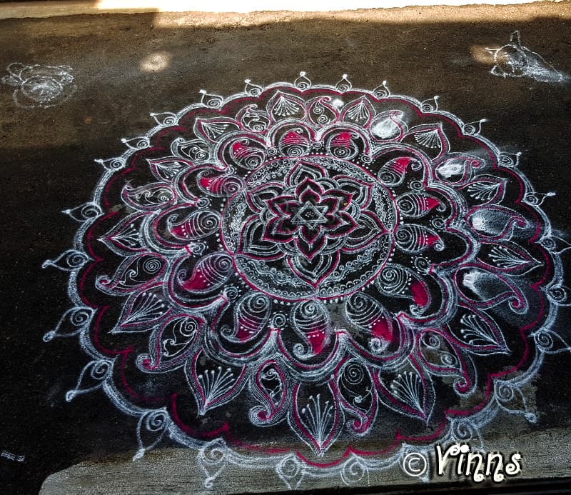Big Round Margazhi Kolam || Rangoli in White