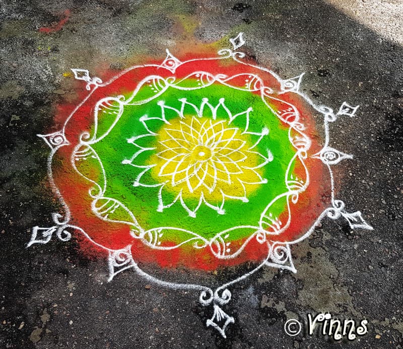Simple and New Colour kolam || Easy Kolam