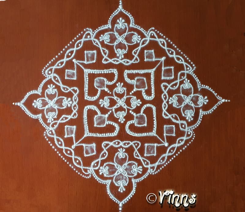18Dots Fusion Kolam || 18 புள்ளி சிக்கு மற்றும் பூக்கோலம் || Rangoli