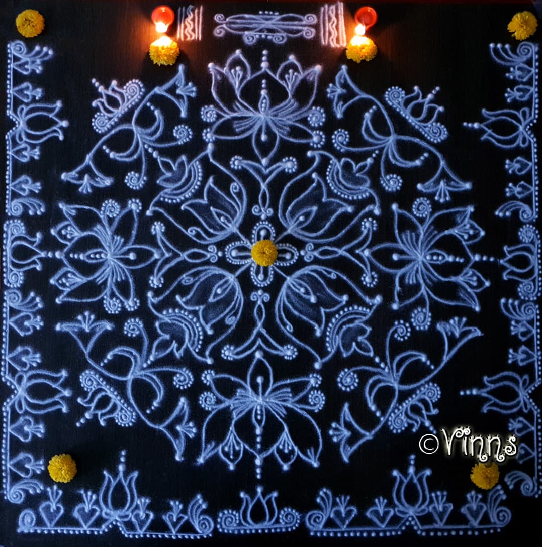 17 Dots Lotus Kolam Margazhi Kolam Dhanurmasa Muggulu