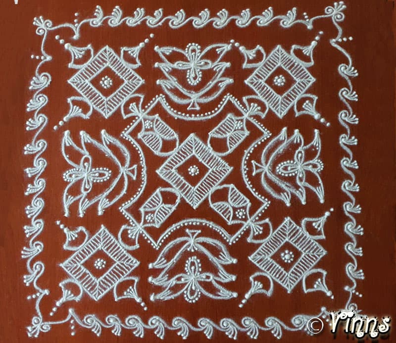 15 Dots Flower Kolam || Aadi Masam Kolam || Muggulu