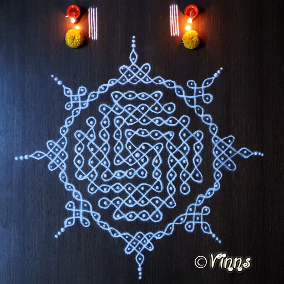 ஆடிப் பட்டம் தேடி விதை - ஏன் || Aadi Month Kolam || 10 Dots sikku kolam