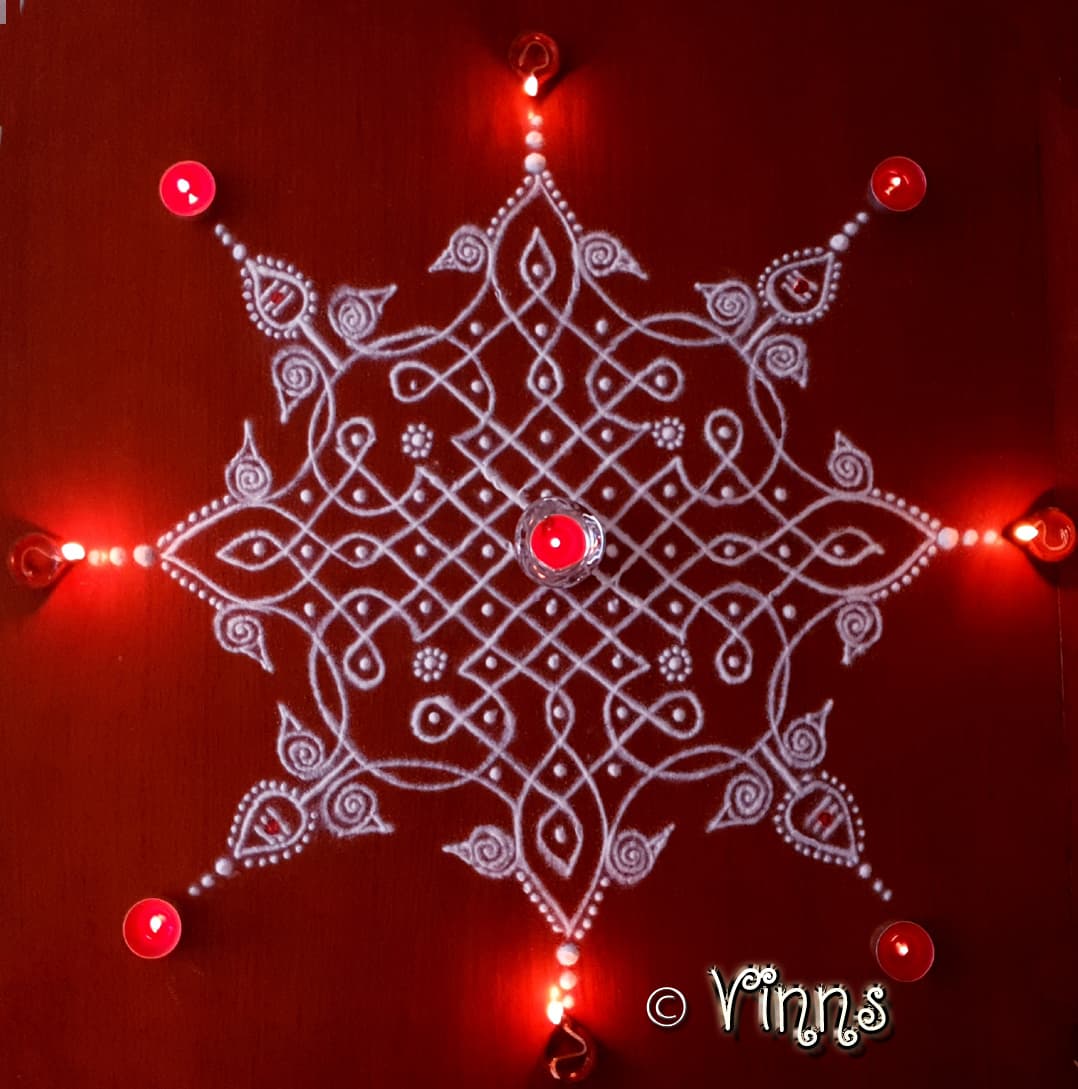 Karthigai Kolam || Kolam with Lamps