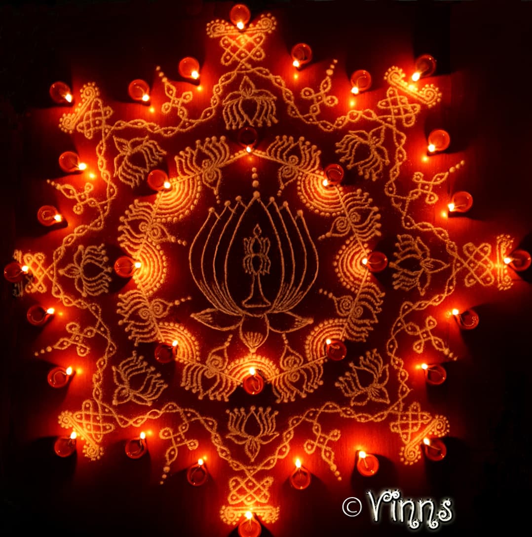Karthigai Month kolams || Lotus Flower Kolam || Freehand Rangoli
