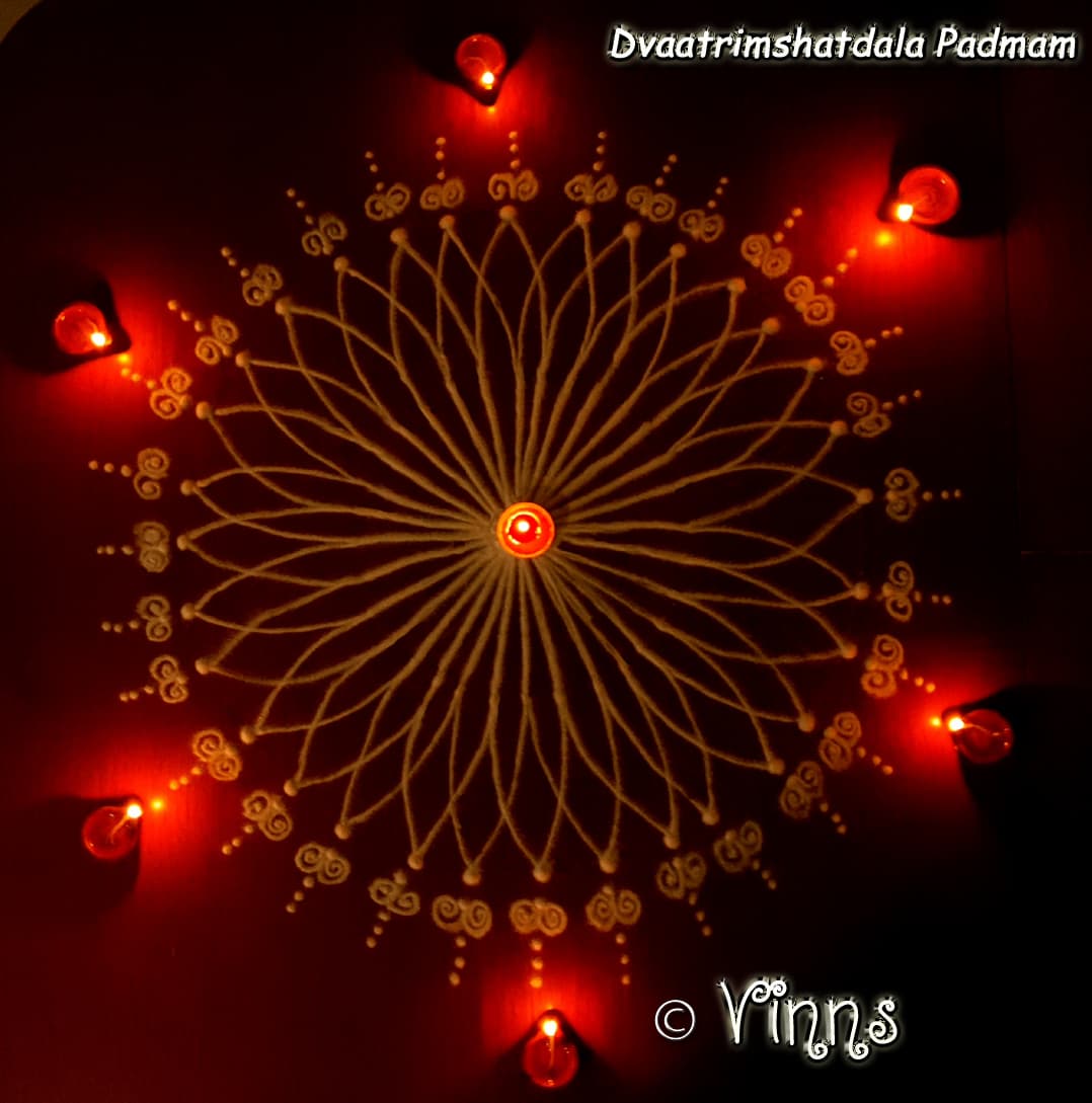 Dvaatrimshatdala Padmam || 32 Petals Lotus Flower || Friday Pooja Room Kolam || Lakshmi Pooja Muggulu