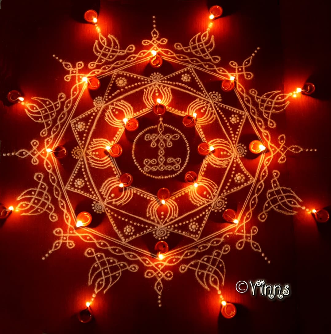 எண்கோணம் || Octogonal Kolam || Karthigai kolam || Vilakku kolam