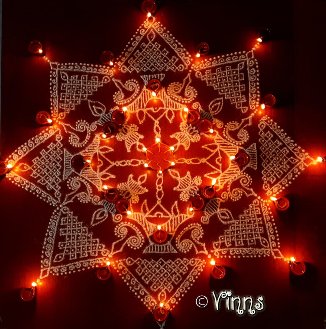 9x9 dots Vilakku Kolam || karthigai kolam || Sikku kolam border