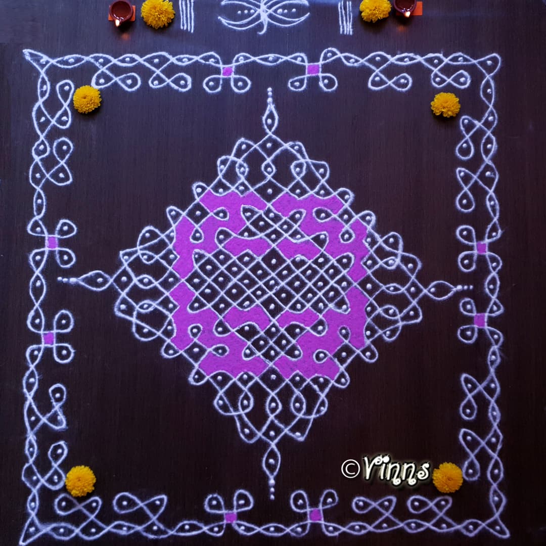 Margazhi Kolam || 15 dots Sikku Kolam || Dhanurmasa Rangavalli