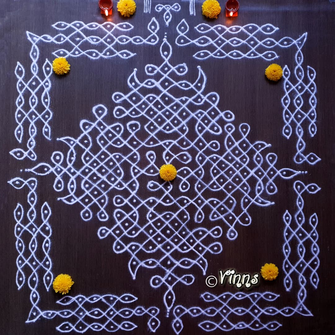 Margazhi Kolam -4 || 17 dots Sikku Kolam || Dhanurmasa Muggulu