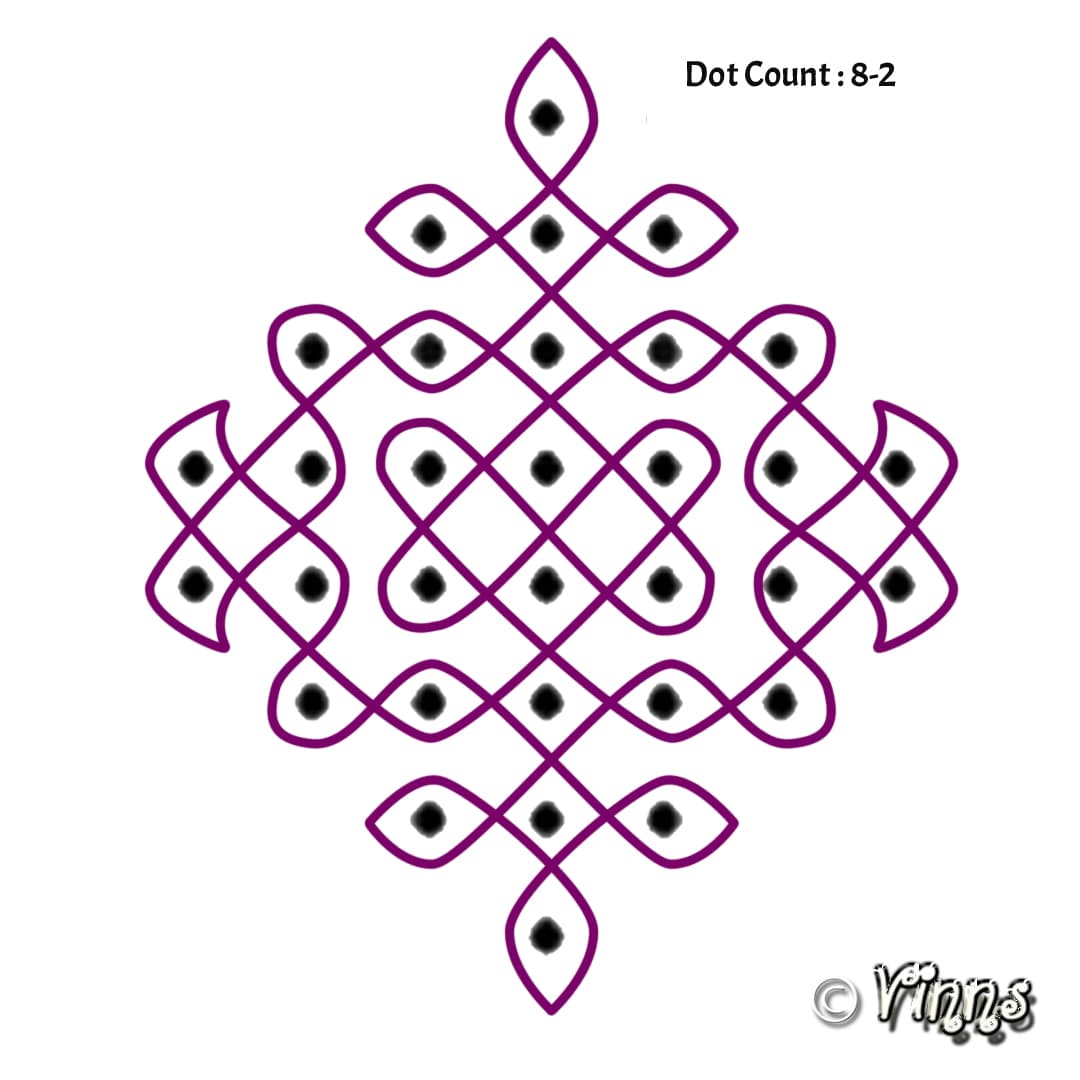 8 Dots Sikku Kolam || Margazhi Kolam || Tippudu Muggulu