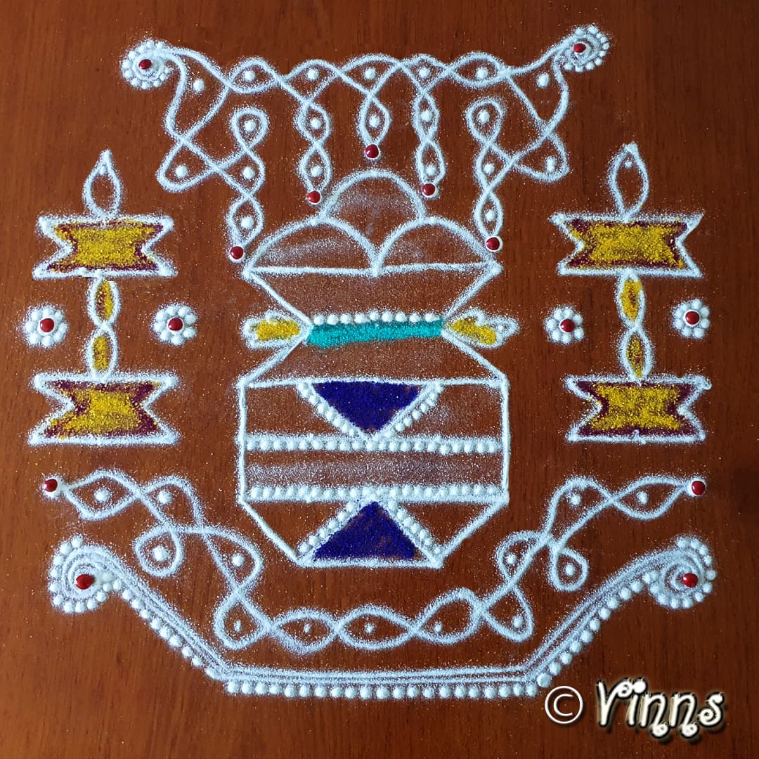 Pongal Kolam || 11 Dots Pongal pot kolam