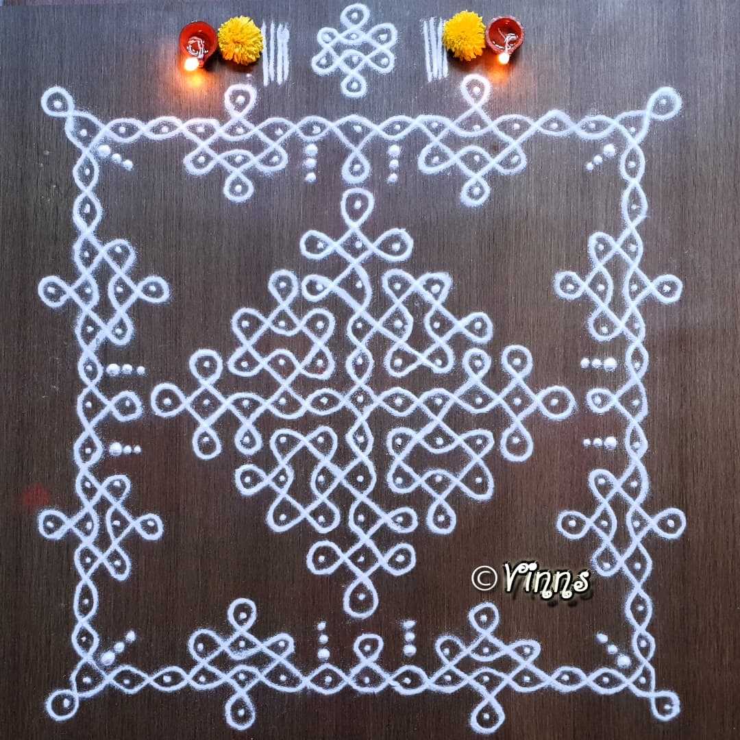 11 Dots Sikku Kolam || Bikki Kolam -3 || Chukkala Muggulu