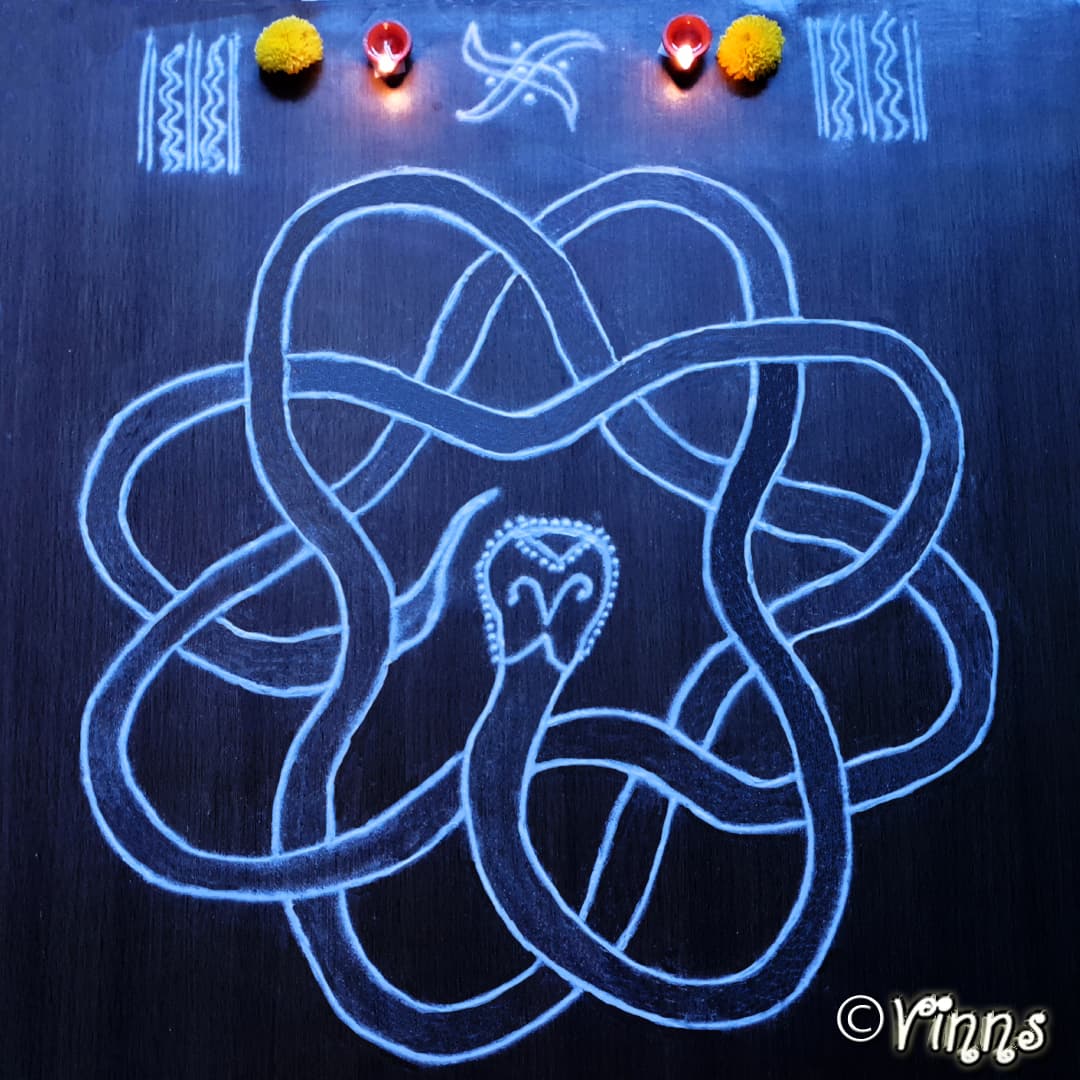 Nagapanjami Kolam || Snake Kolam || Celtic Knot Muggulu || Nagabandha Rangoli