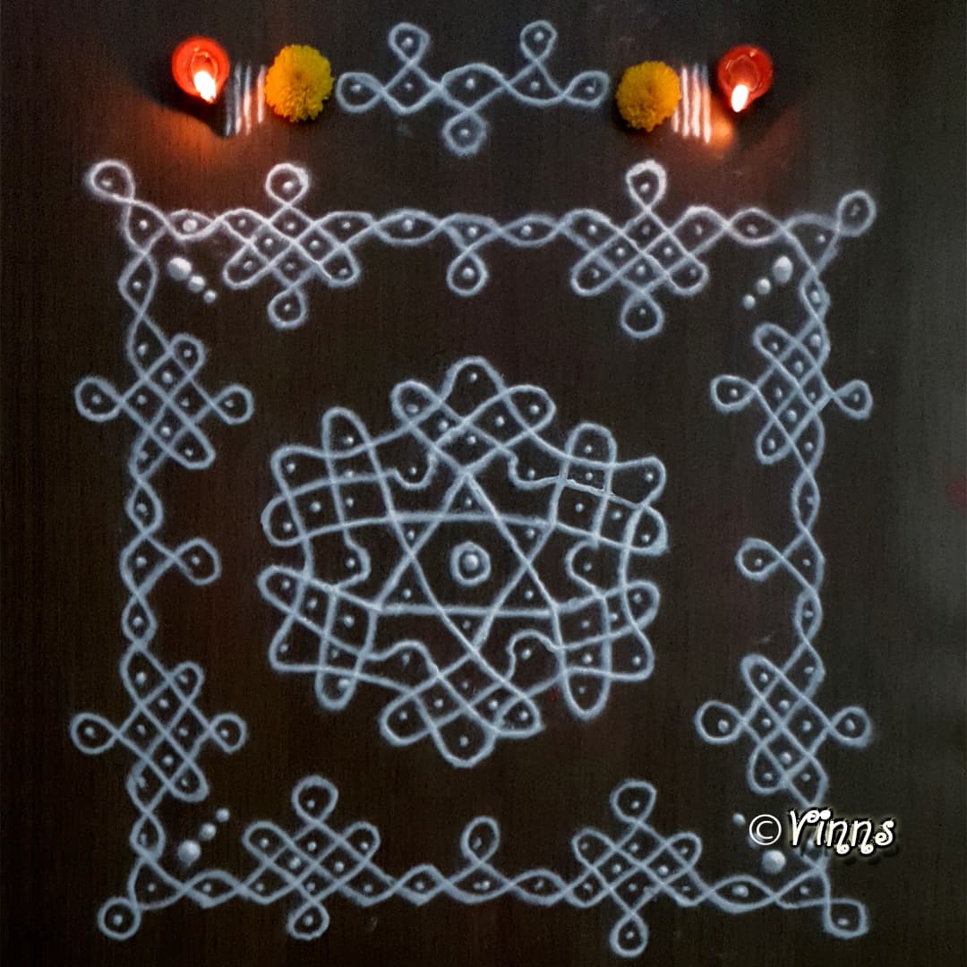Star Sikku Kolam || 7 dots Tippudu Sikku Kolam
