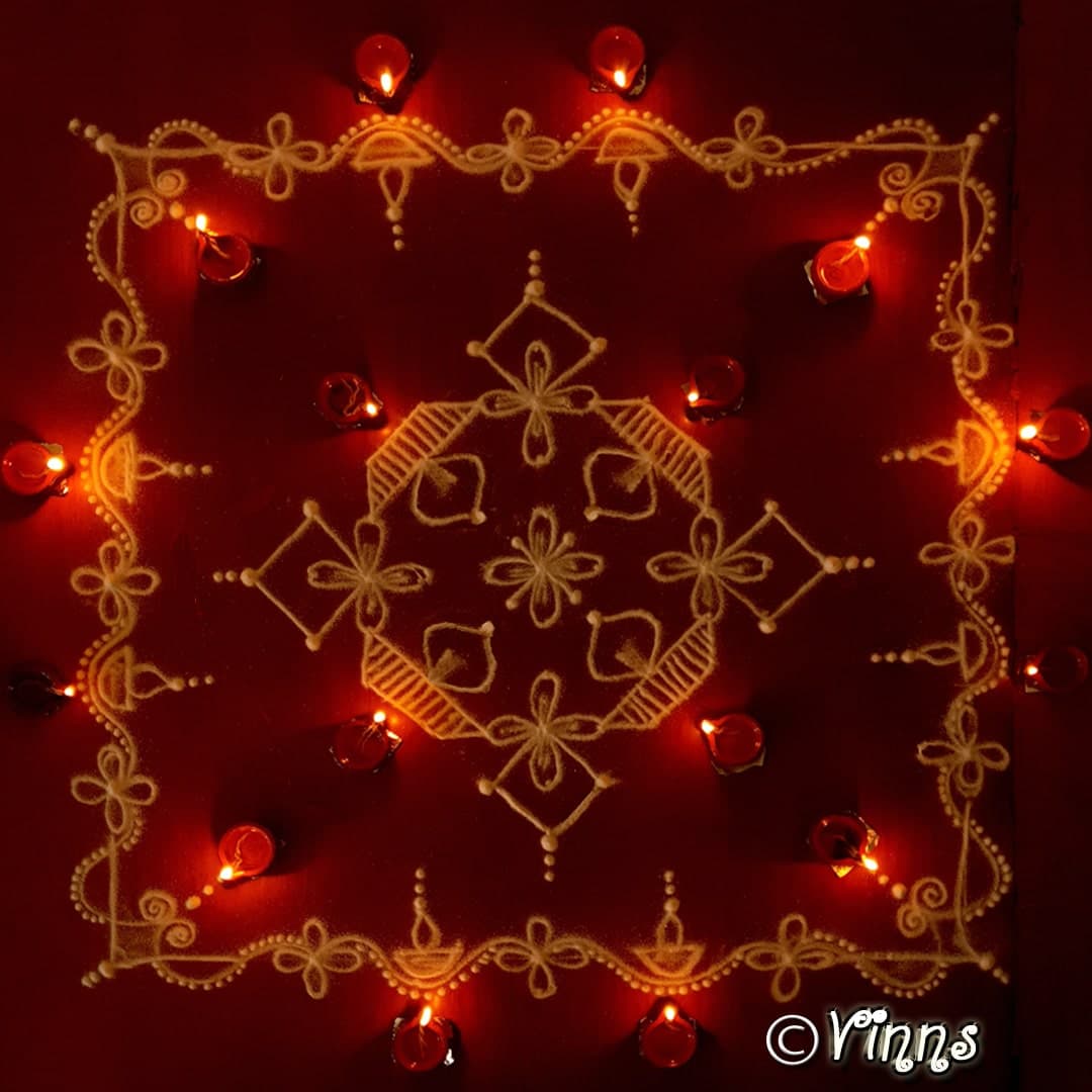 Simple 11 Dots Vilakku Kolam || Easy Karthigai Deepa Muggulu || Diya Rangoli