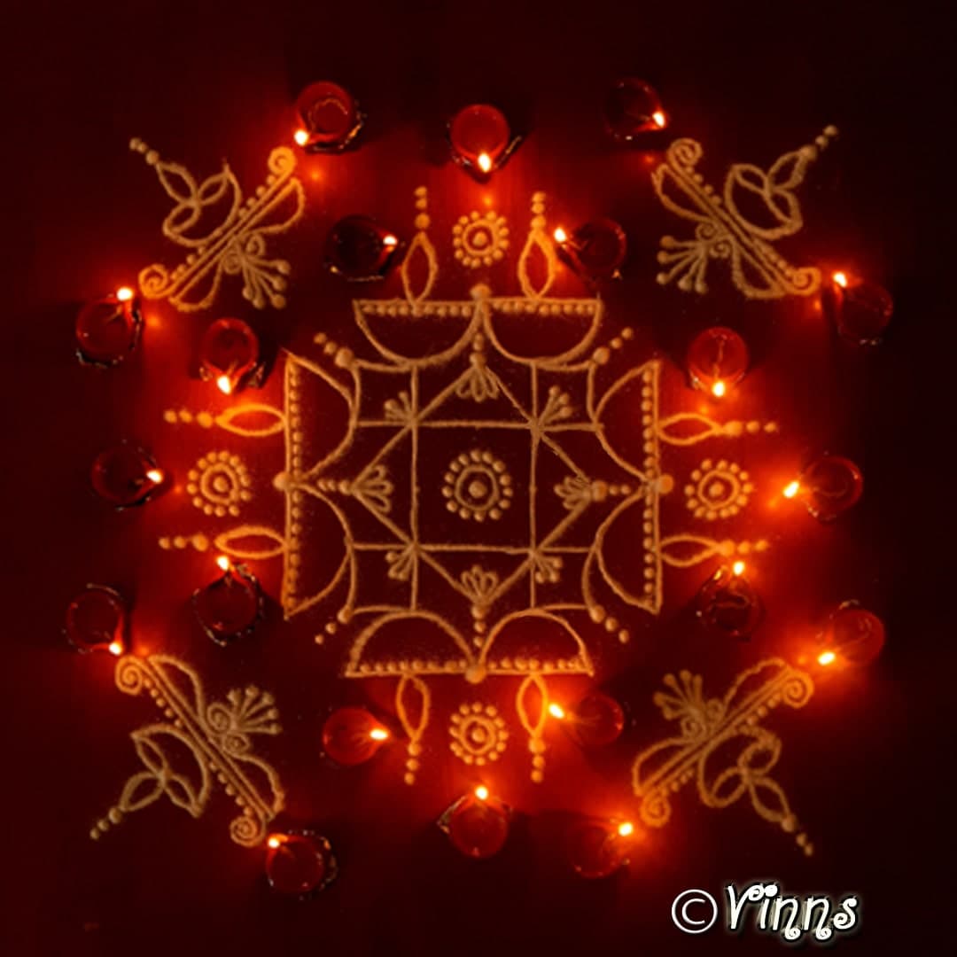 Simple 7 dots Karthigai Vilakku Kolam || Easy Deepa Muggulu || Diya Rangoli