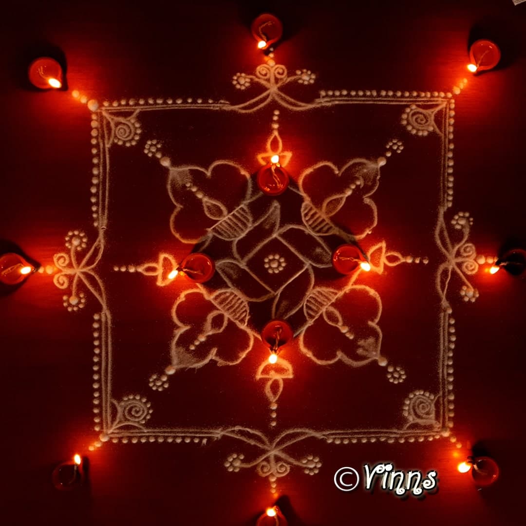 Simple and Easy 7 dots Karthigai vilakku Kolam || 7x7 dots Pinwheel Deepa Muggulu || Diya Rangoli