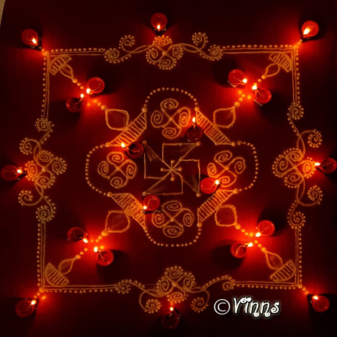 8 Dots Karthigai Deepam Kolam || 8x8 Diya Rangoli || Agal Vilakku