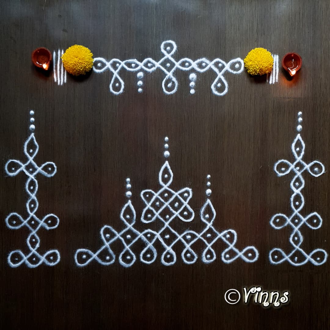 9 dots Sikku Kolam || Brahmamudi Trikon Kolam