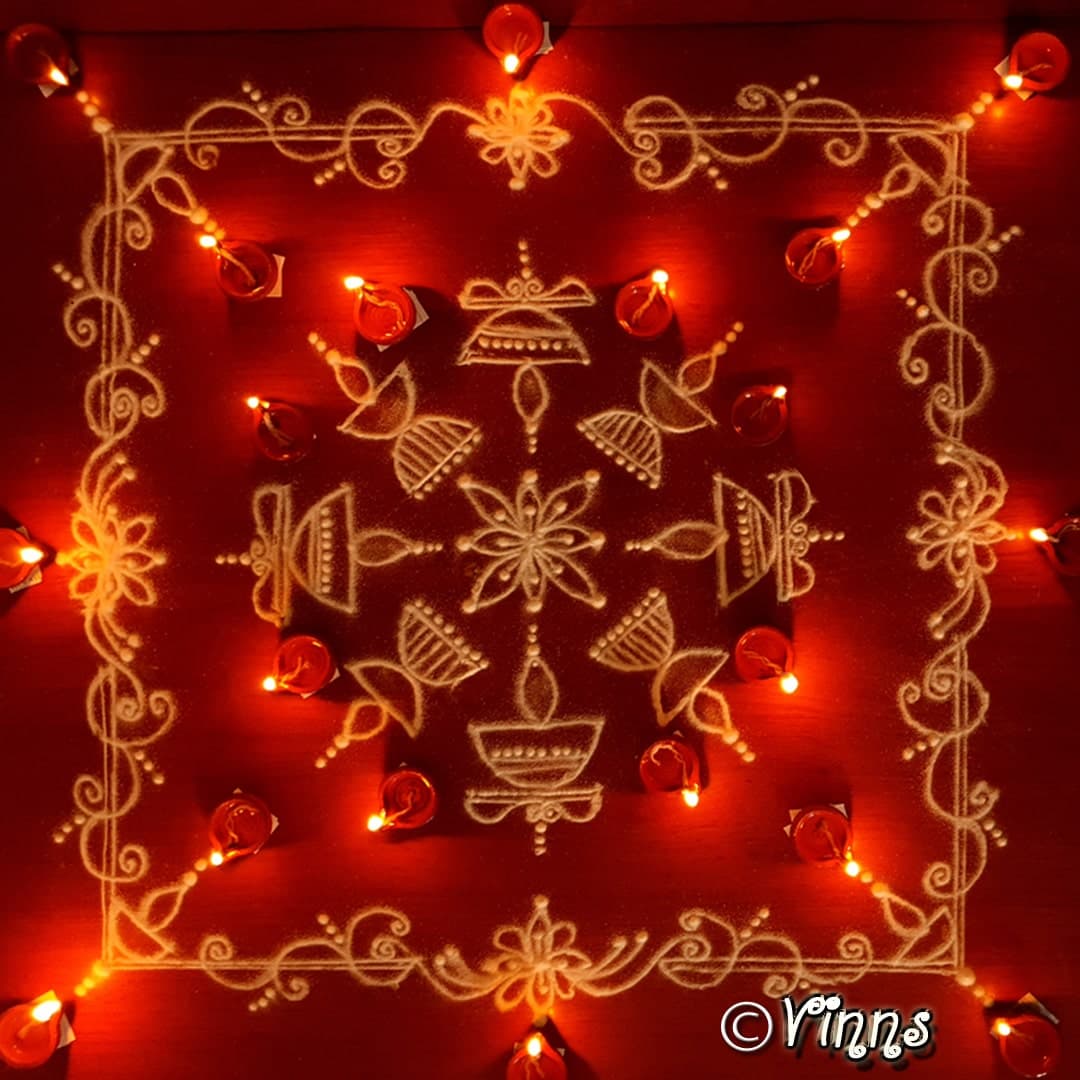 9 Dots Karthigai Deepam Kolam || Diya Rangoli || Deepa Muggulu