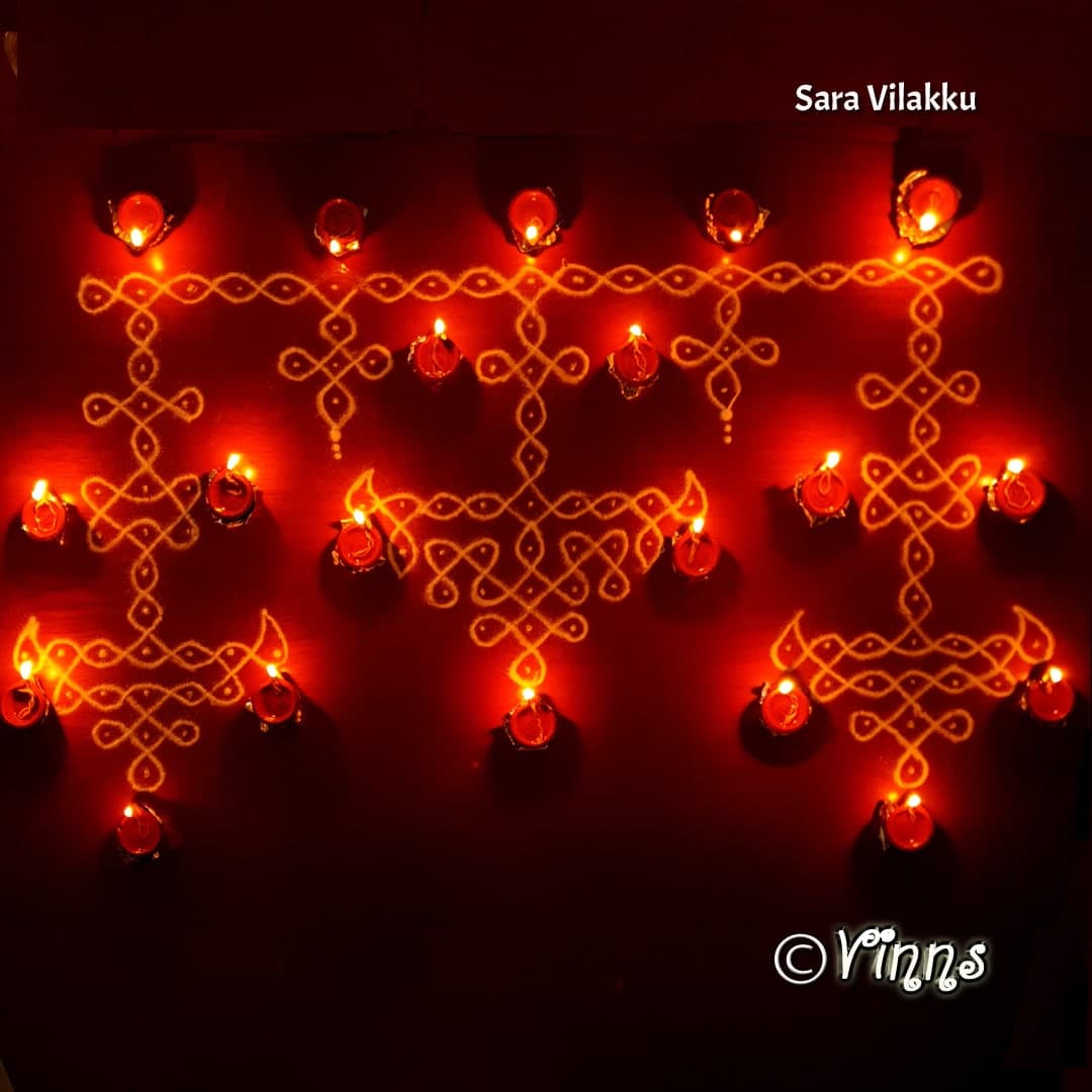 Simple Sara Vilakku Kolam || Easy Karthigai Deepam kolam || Diya Rangoli || 19 dots Tippudu Muggulu