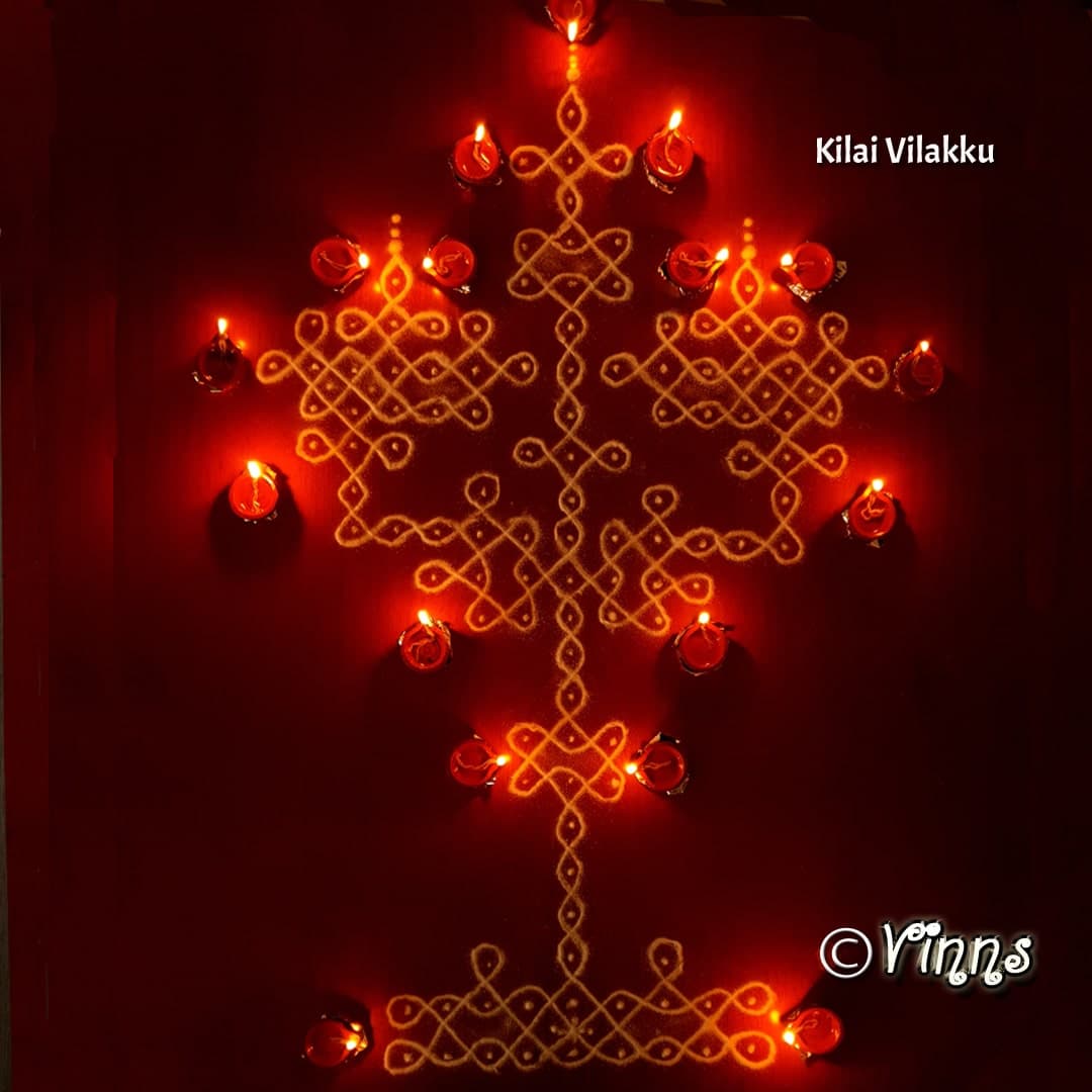 Thirukarthigai Vilakku Kolam || Kilai Vilakku || 23 dots Sikku Vilakku Kolam for Mahakarthigai
