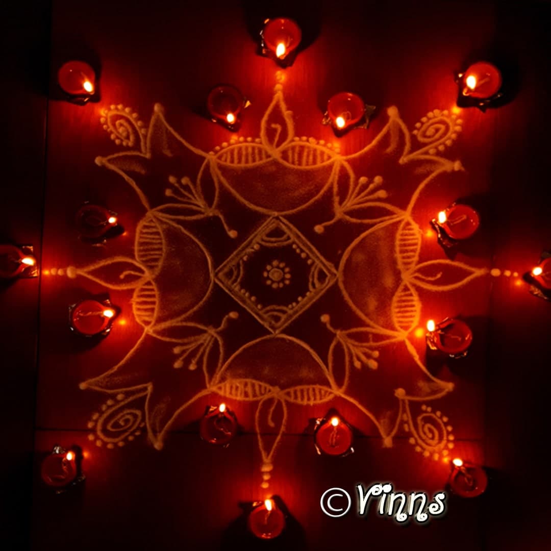 Simple 5 dots Karthigai Deepa Kolam || 5x5 Easy Muggulu || Diya Rangoli