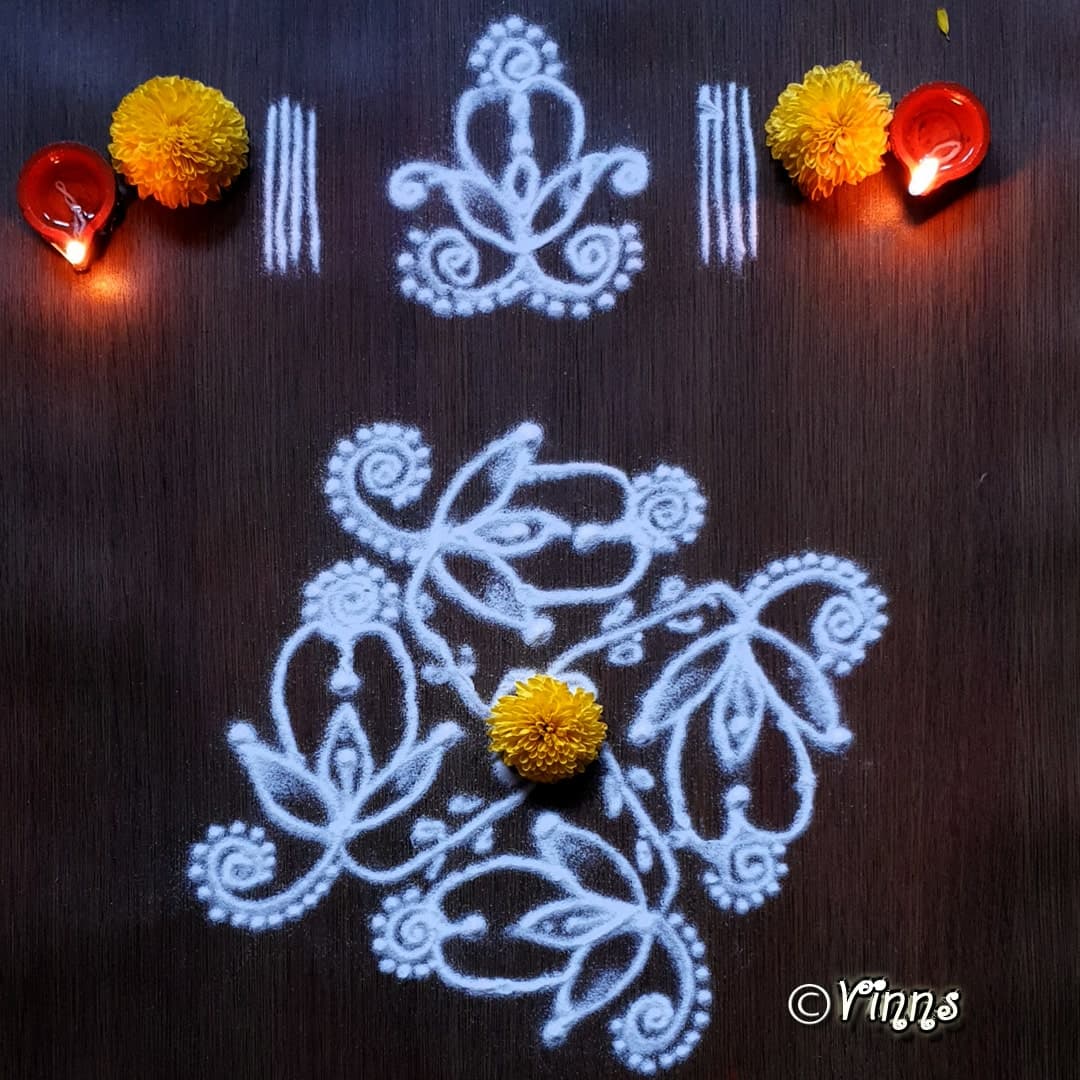 Margazhi Day 4 || Easy Margazhi Kolam || Simple7 dots Flower Muggulu || Poo Kolam